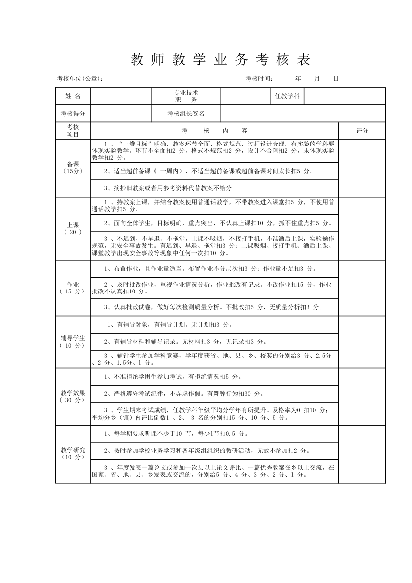 教师教学业务考核表.xlsx