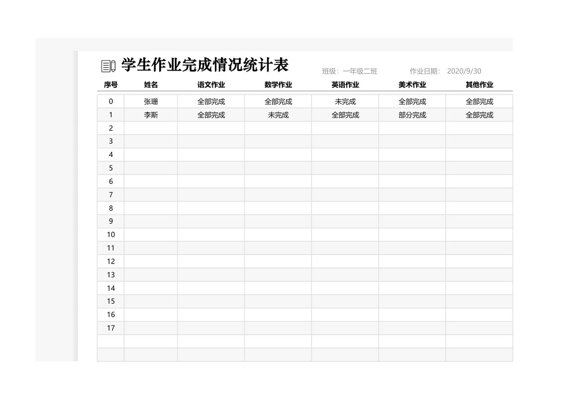 学生作业完成情况统计表.xlsx