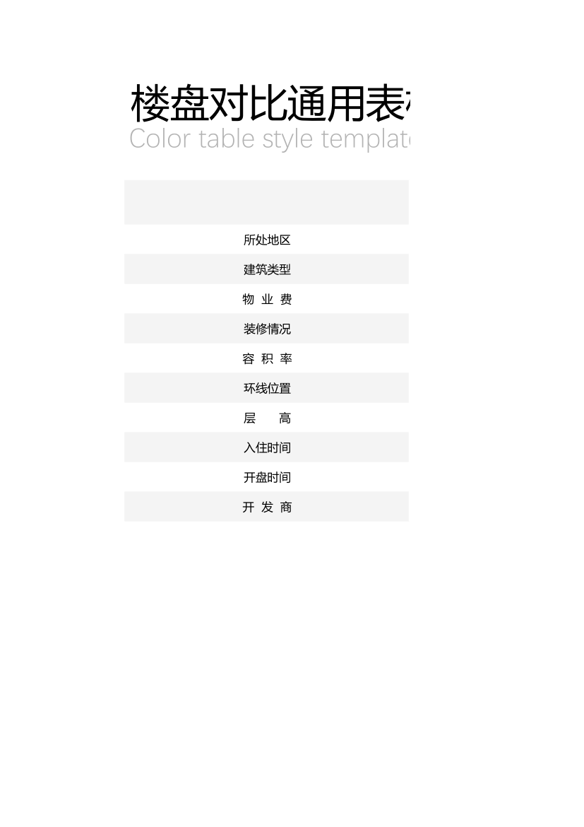 楼盘对比通用表格.xlsx第1页
