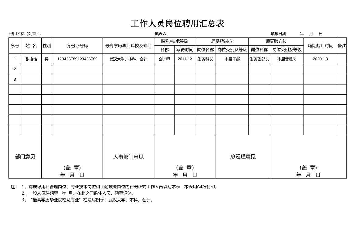 工作人员岗位聘用汇总表.xls