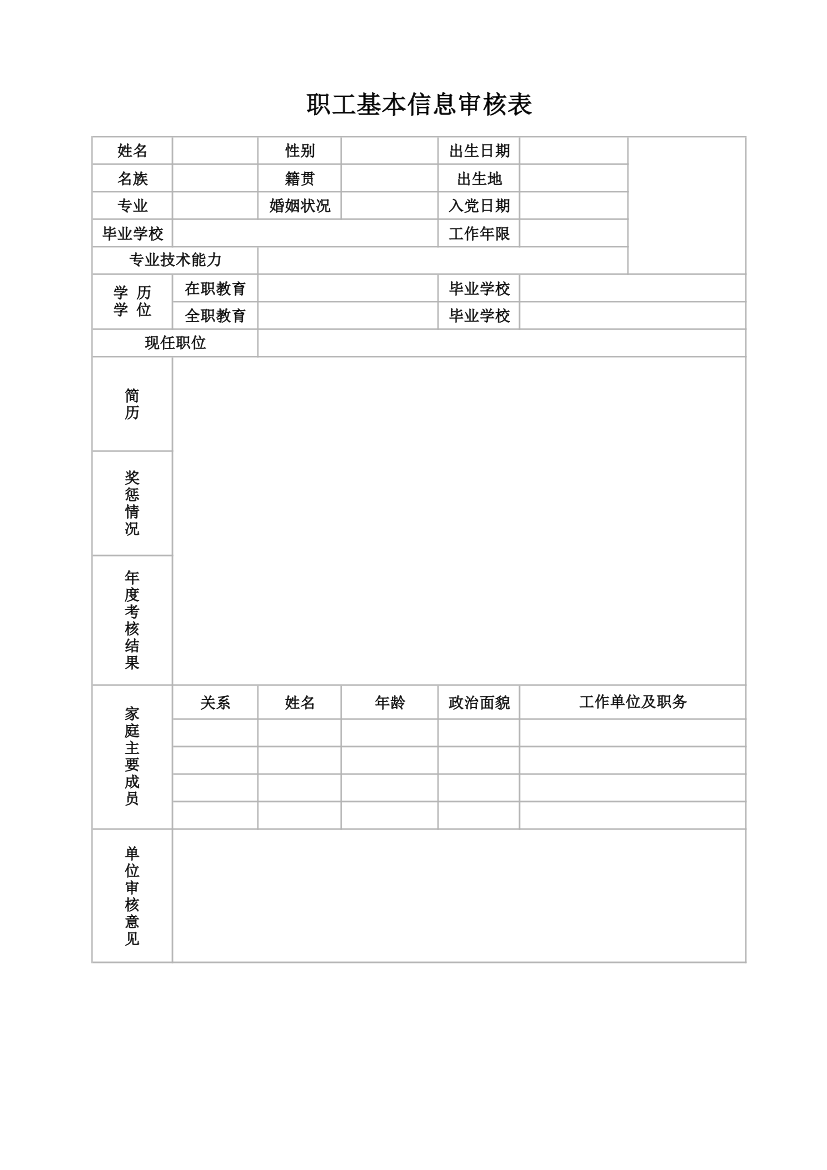 职工基本信息审核表.xlsx第1页