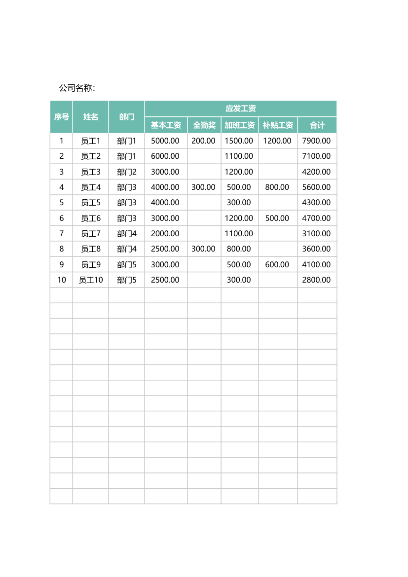 工资表-工资条模板.xlsx第1页