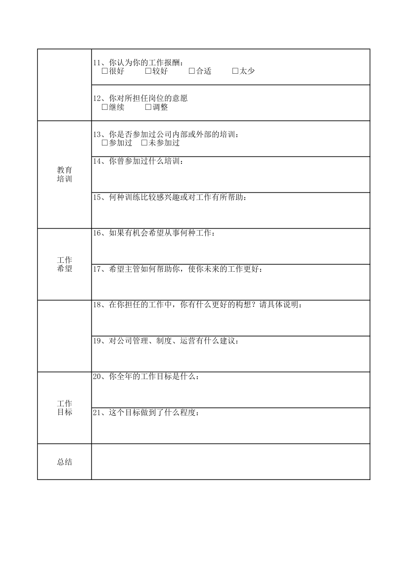员工自我评价表.xlsx第2页