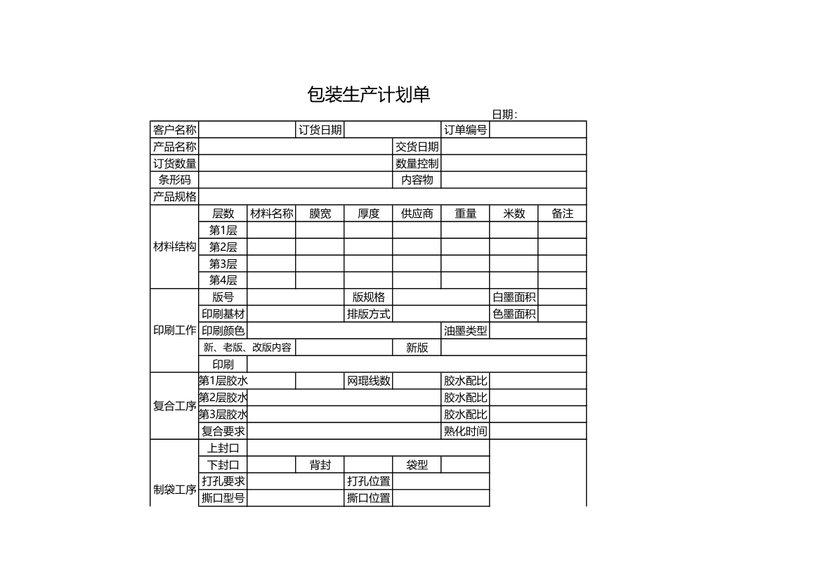 包装生产计划单.xls第1页