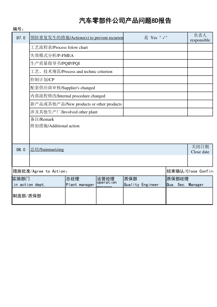 汽车零部件公司产品问题8D报告.xlsx第2页