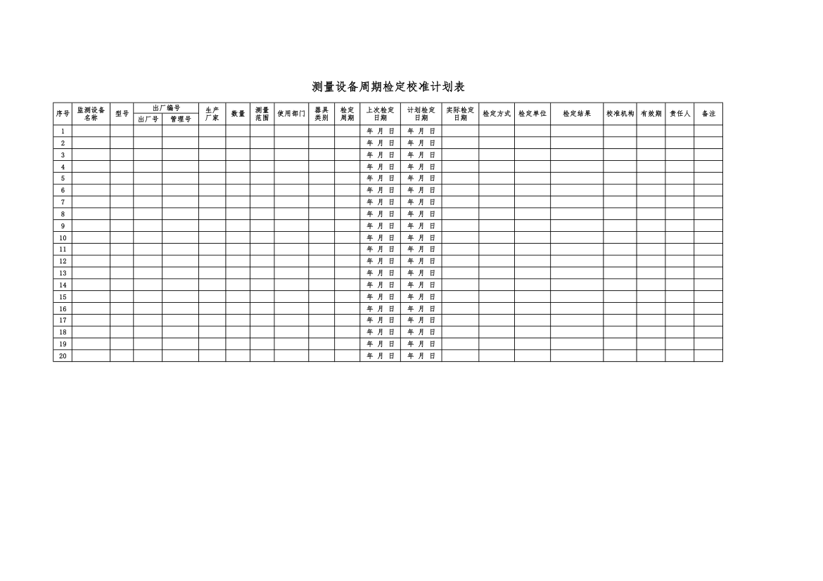 测量设备周期检定校准计划表.xlsx第1页