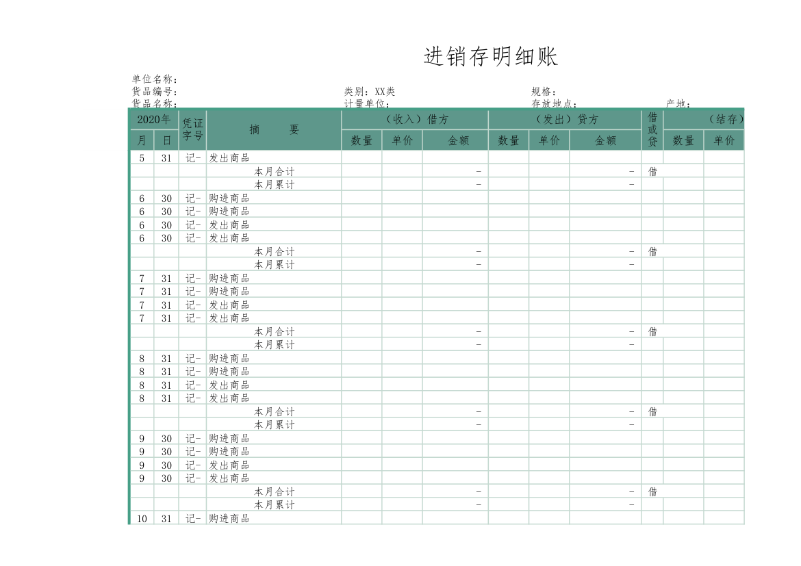 库存商品进销存明细账-自动.xls第2页