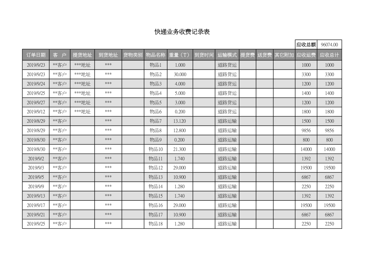 快递业务收费记录表.xlsx