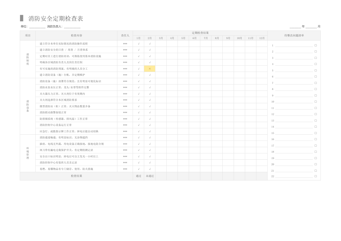 消防安全定期检查表.xlsx第1页