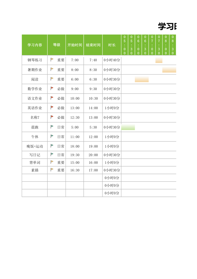 学习时间分配甘特图.xlsx