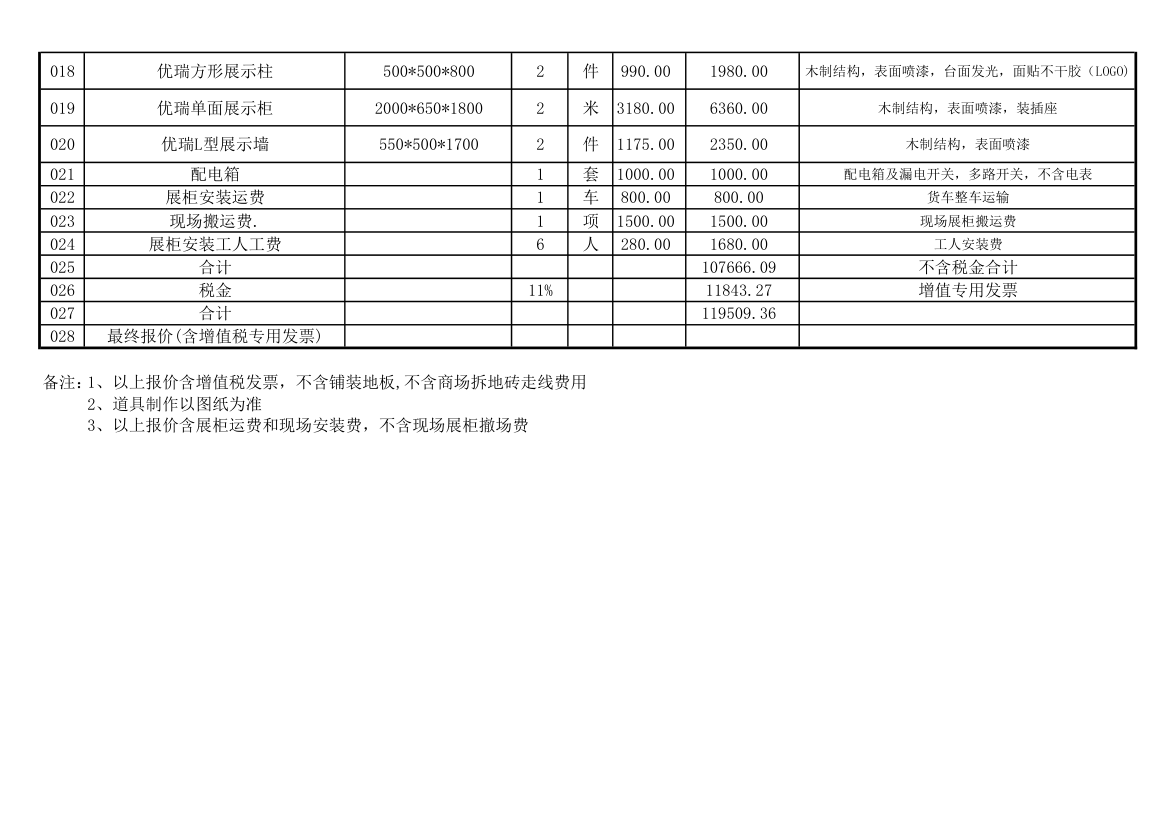 某展厅报价单表格.xls第2页