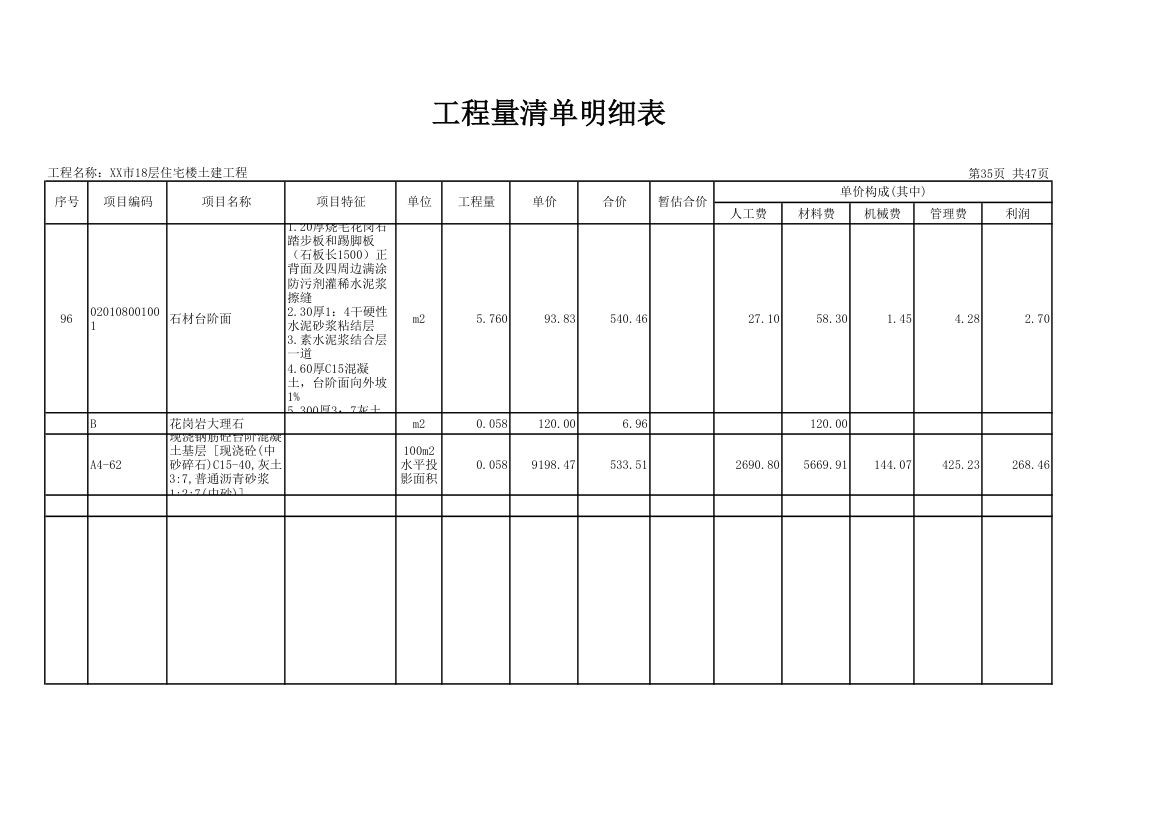 18层住宅楼土建工程量清单明细表.xls第35页