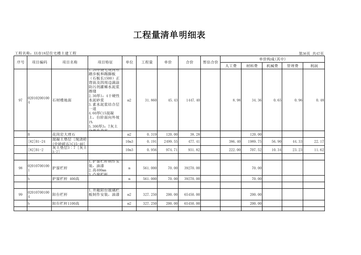 18层住宅楼土建工程量清单明细表.xls第36页