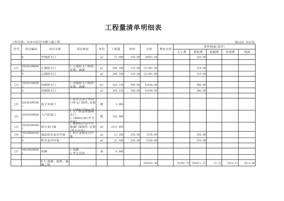 18层住宅楼土建工程量清单明细表.xls第44页