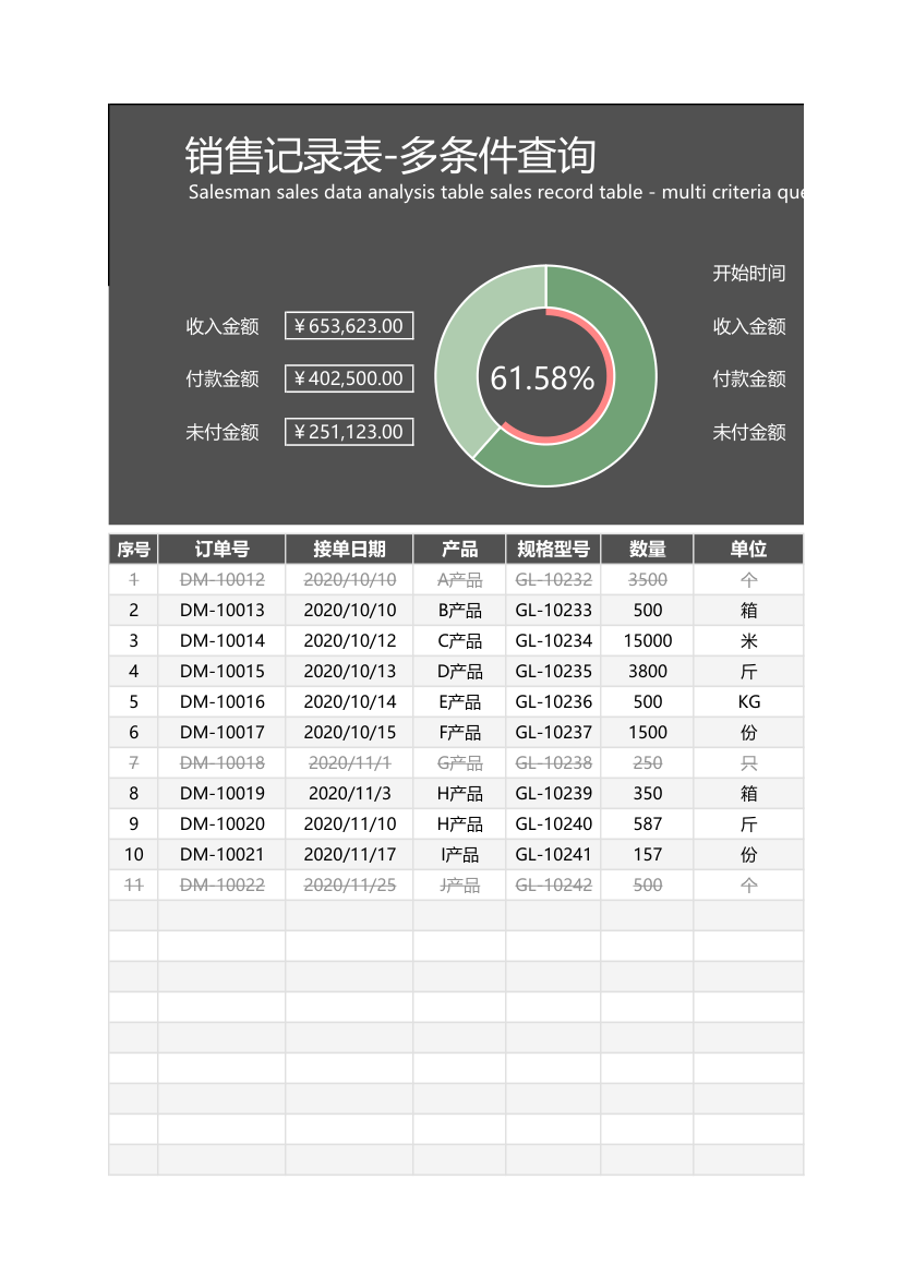 销售记录表-多条件查询.xlsx