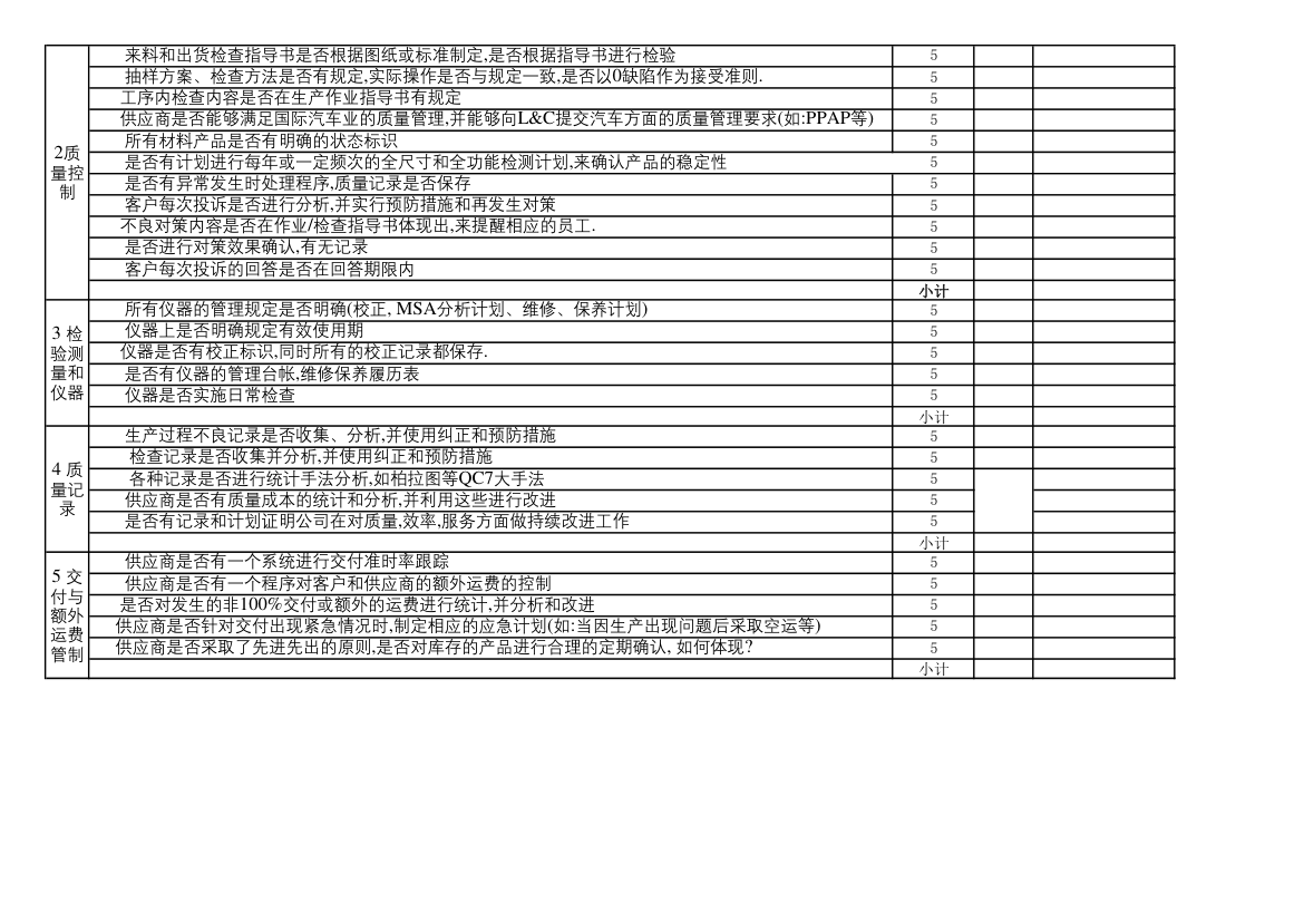 供应商初步审核评定检查表.xlsx第2页