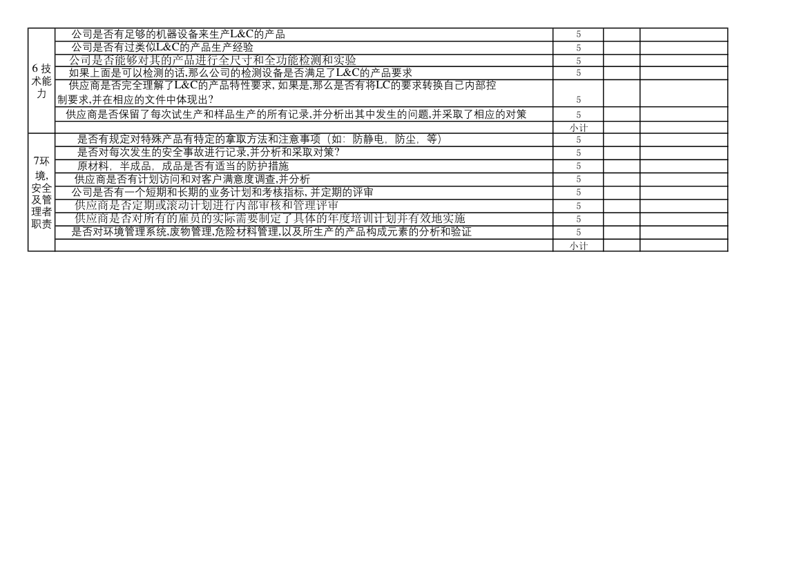 供应商初步审核评定检查表.xlsx第3页