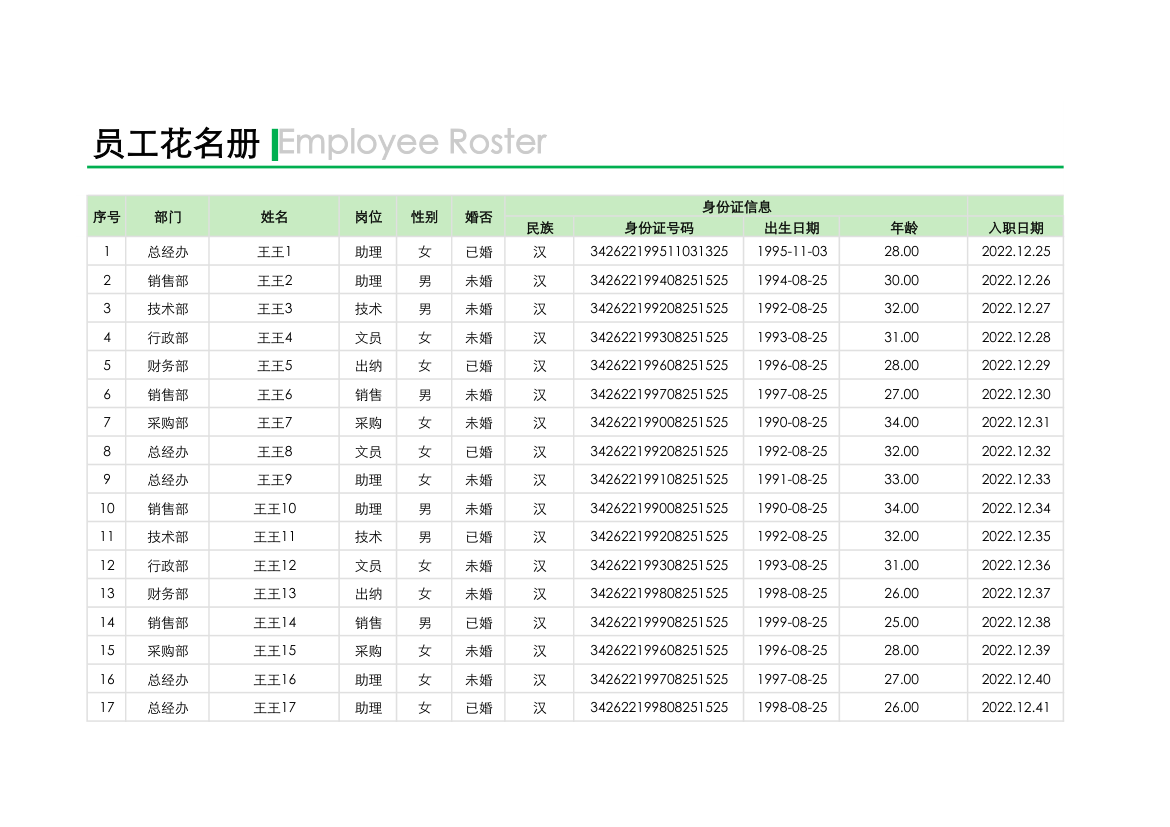 员工花名册.xlsx第1页