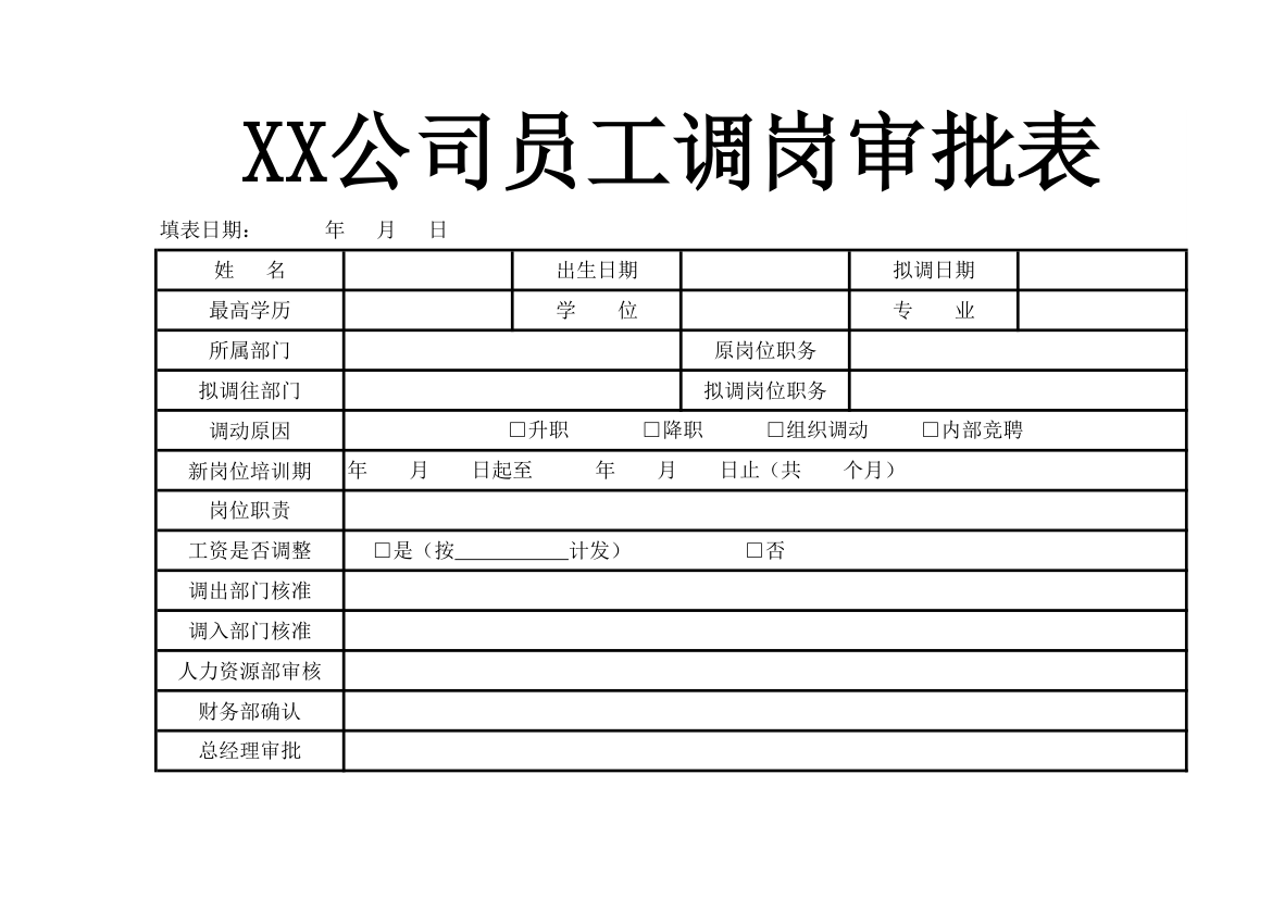 公司员工调岗审批表调岗申请表.xlsx第1页