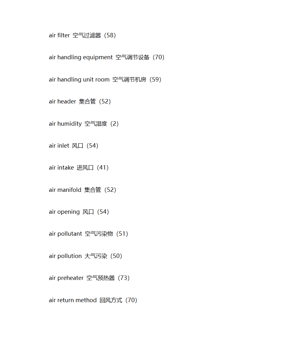 暖通专业英语词汇第5页