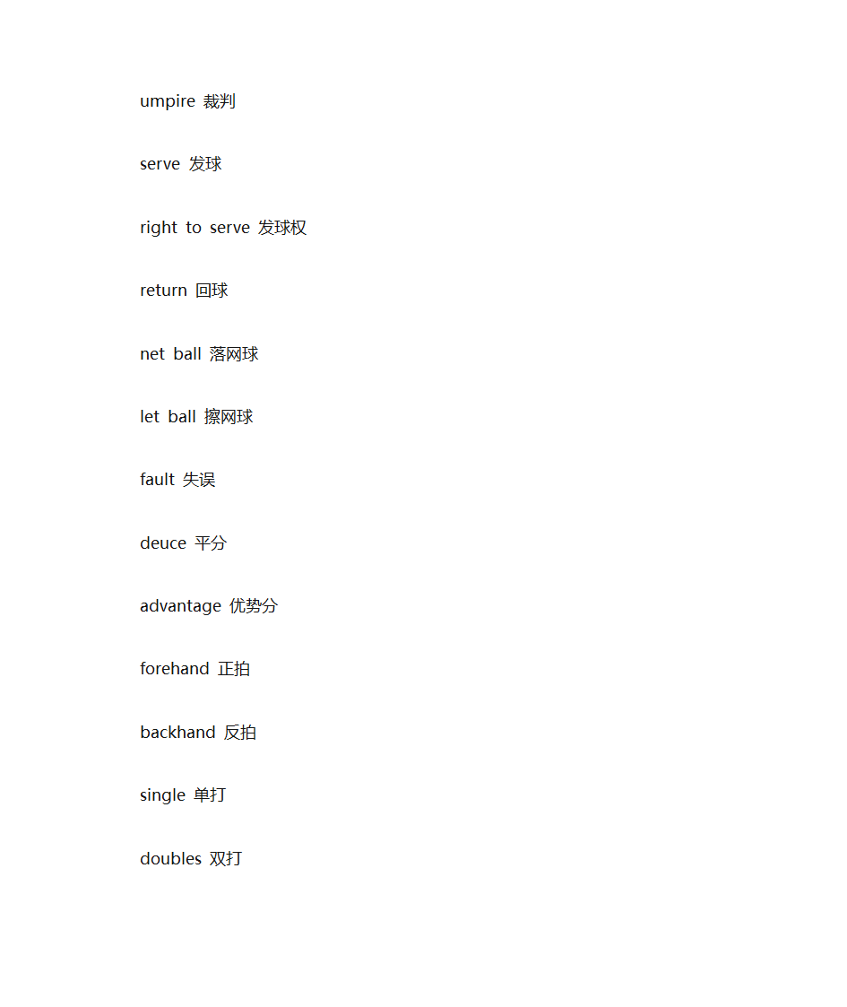 有关羽毛球的英文词汇第2页