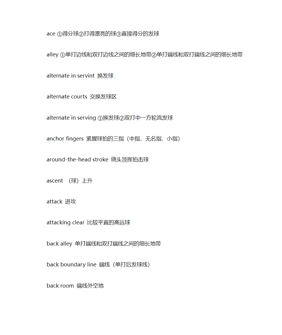 有关羽毛球的英文词汇第7页