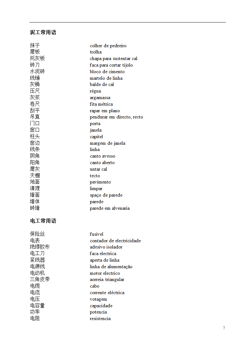 葡语工程单词第7页