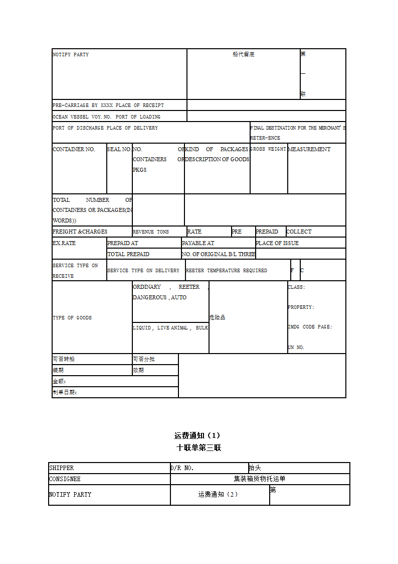 场站收据十联单样例(下货纸)第3页