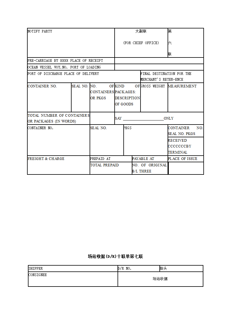 场站收据十联单样例(下货纸)第7页