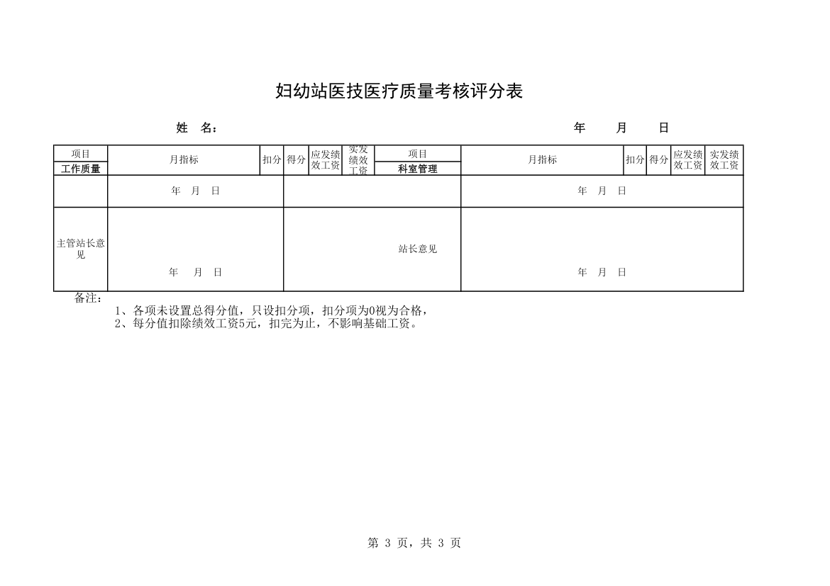 妇幼站医技医疗质量考核评分表.xls第3页