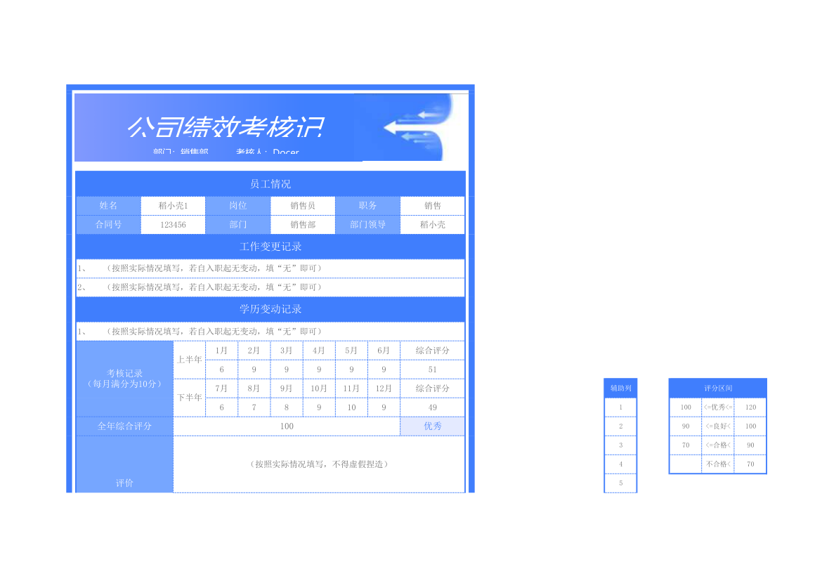 绩效考核记录表.xlsx第1页