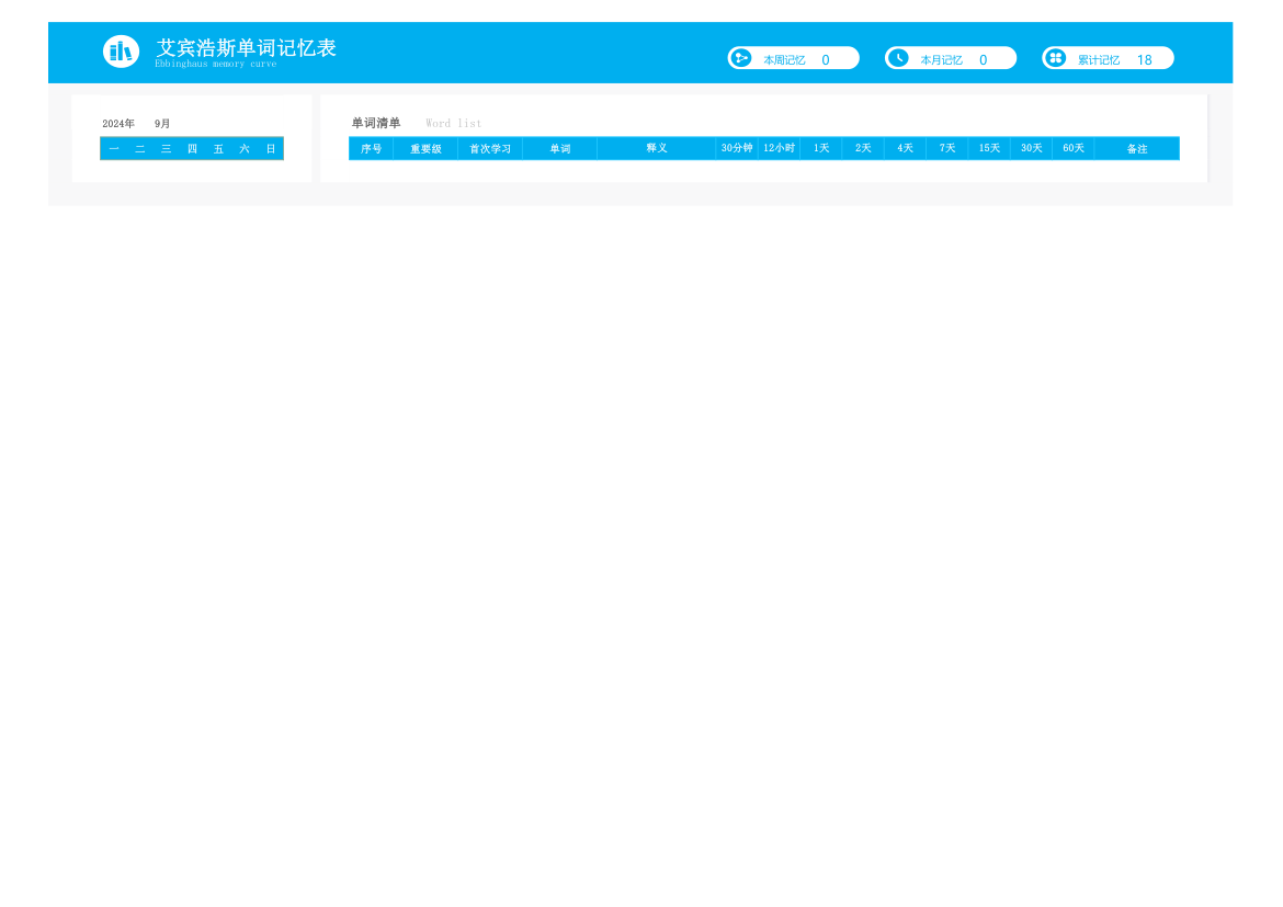 艾宾浩斯单词记忆表.xlsx第11页