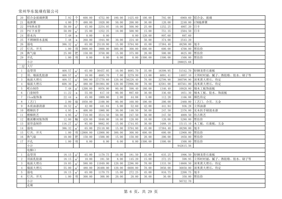 某大酒店装修报价.xls第6页