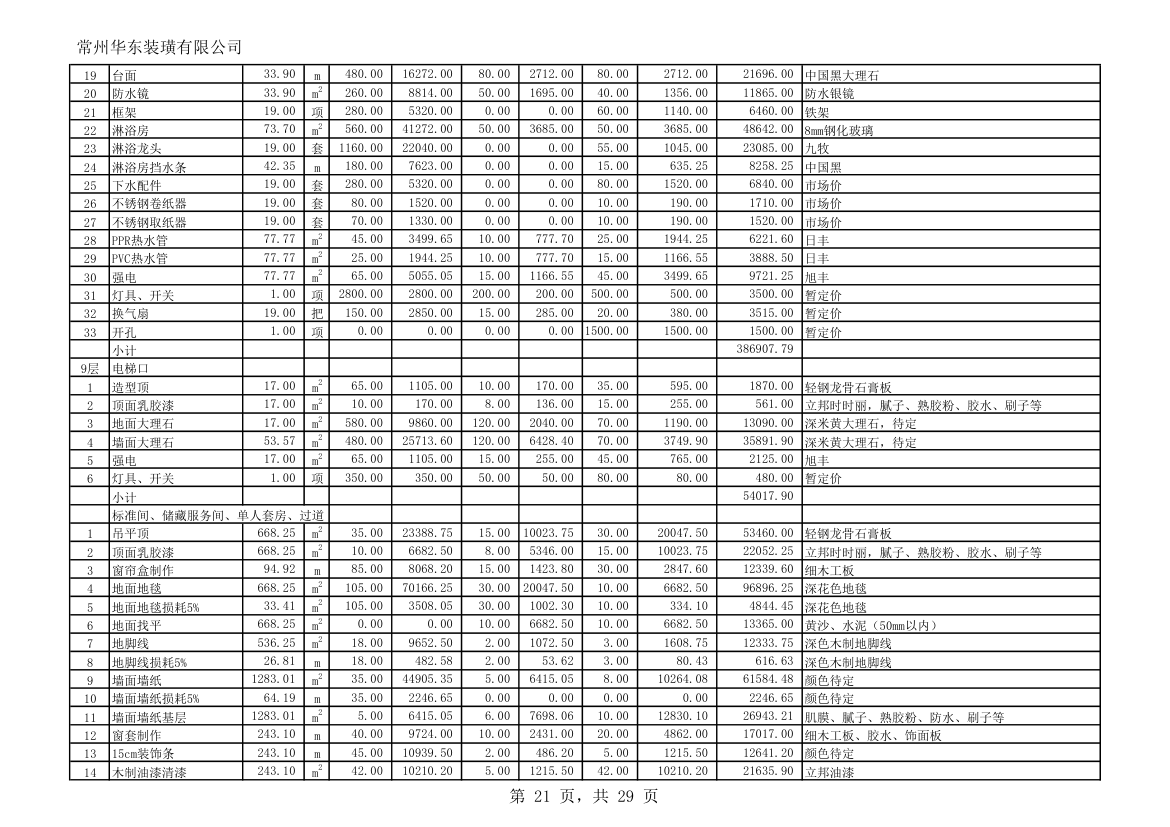 某大酒店装修报价.xls第21页