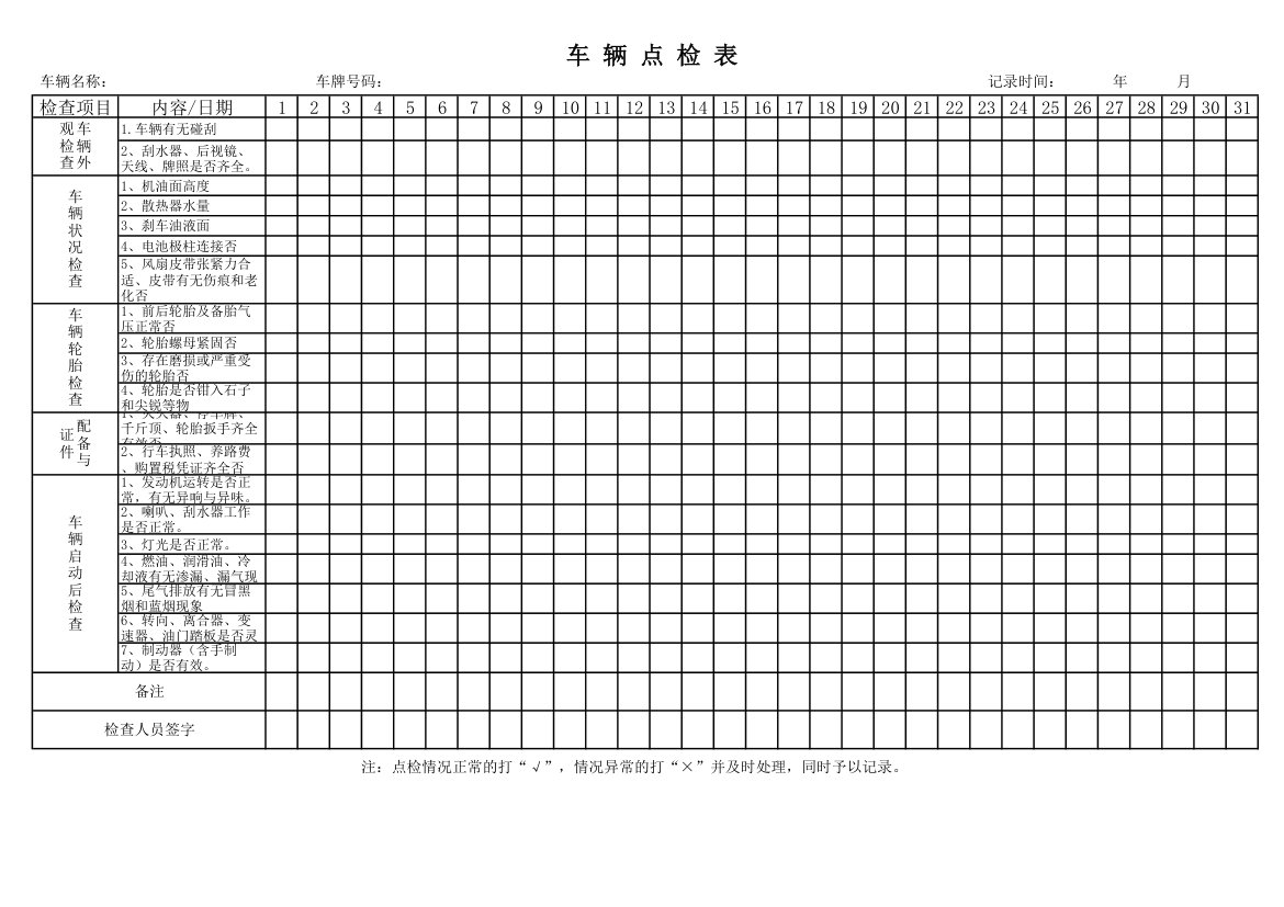 车辆点检表.xlsx第1页