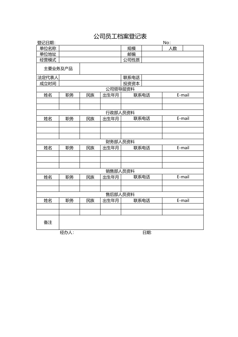 公司员工档案登记表.xlsx第1页