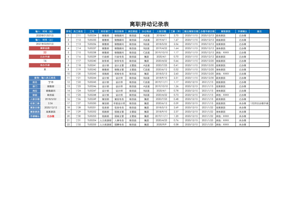 离职异动记录表.xlsx第1页