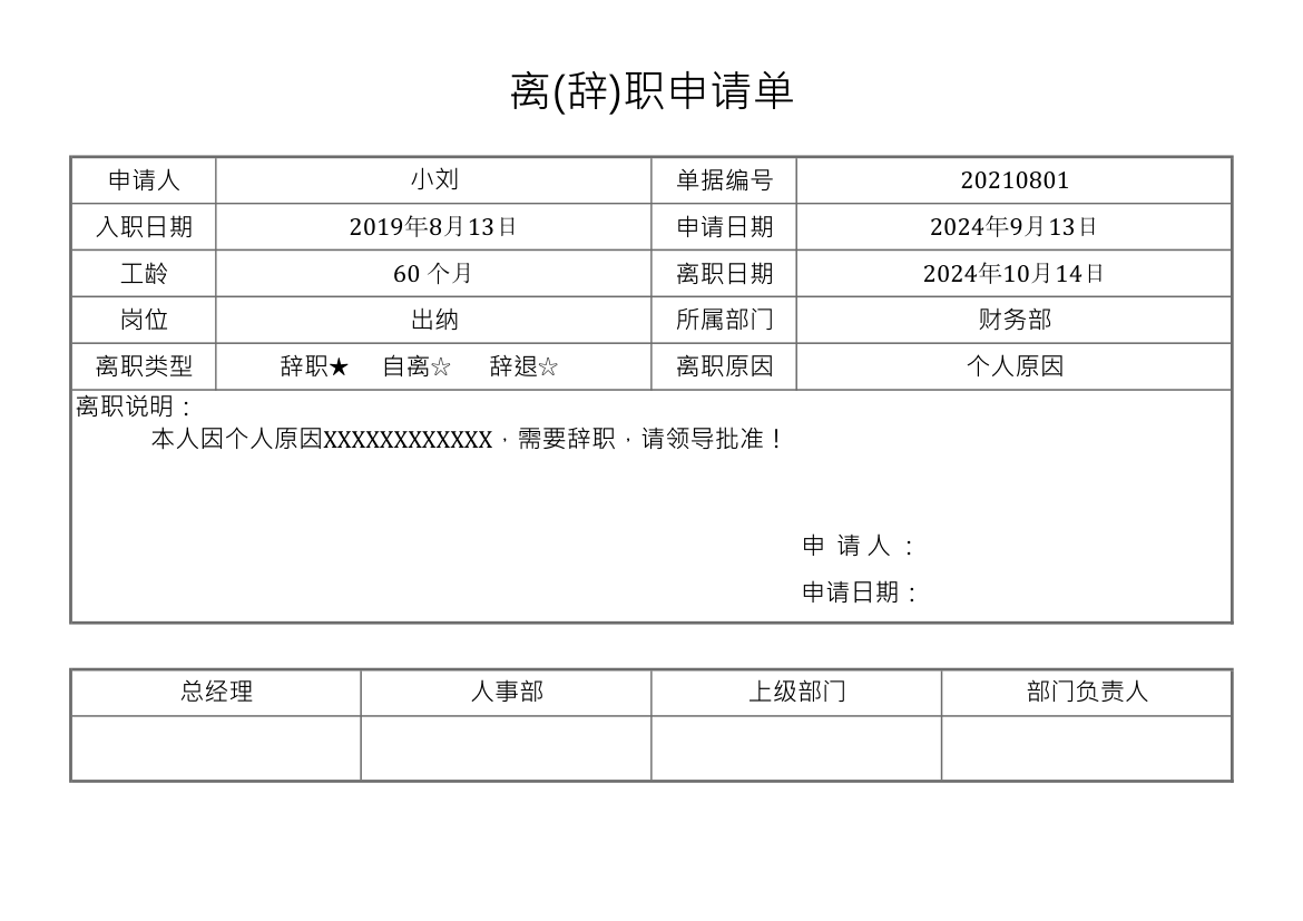 离(辞)职申请单.xlsx