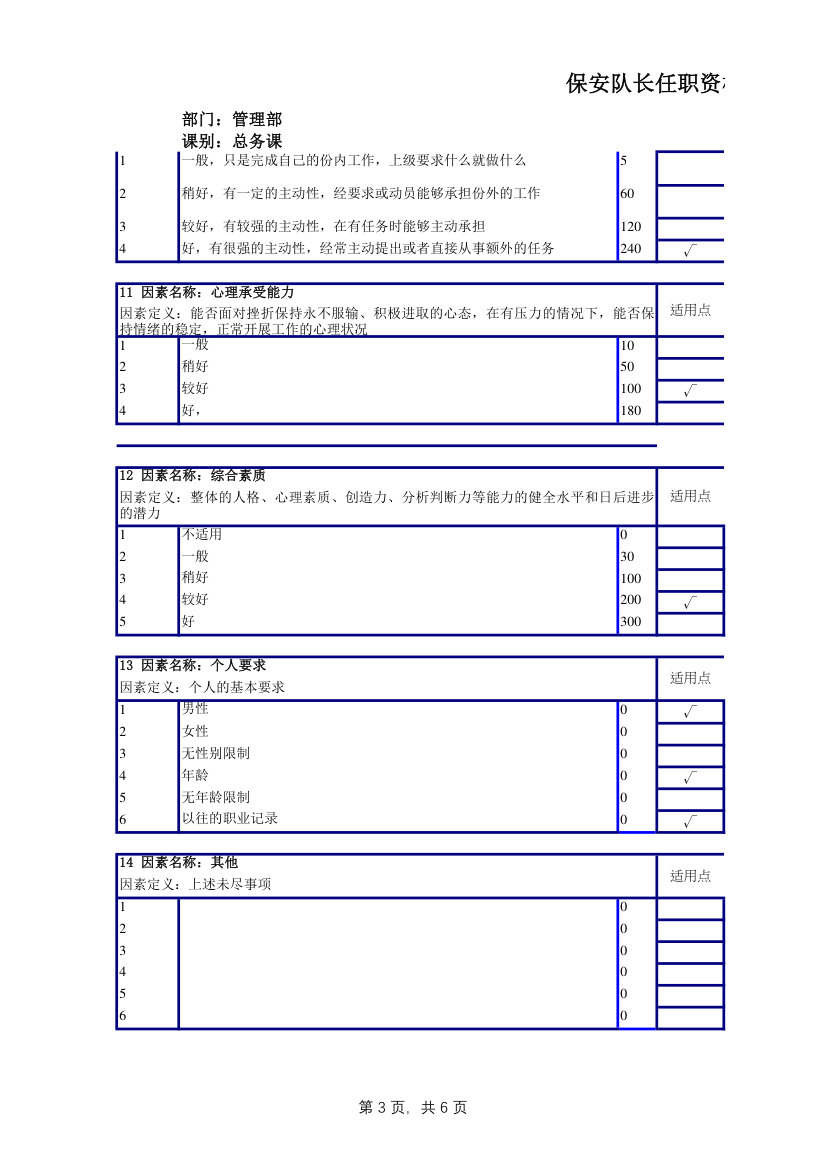 保安队长任职资格说明书.xlsx第3页