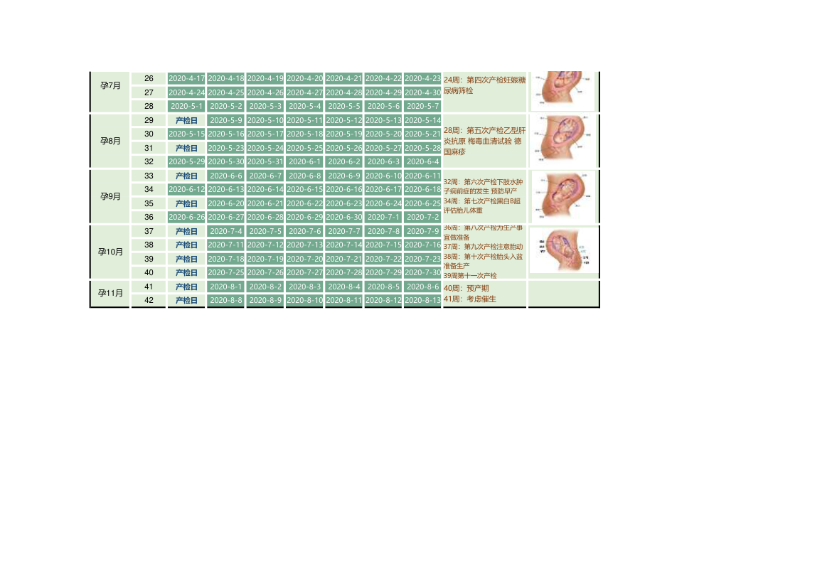 怀孕日历表.xlsx第2页
