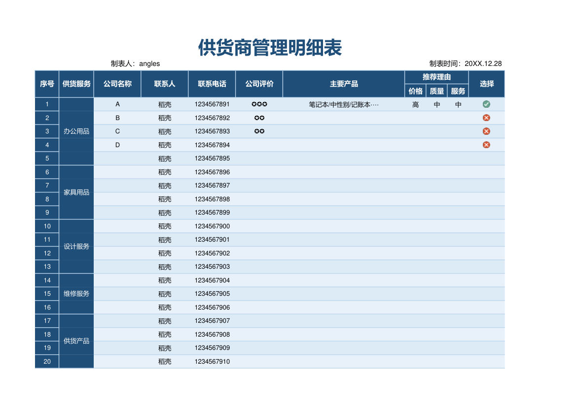 供货商管理明细表.xlsx第1页