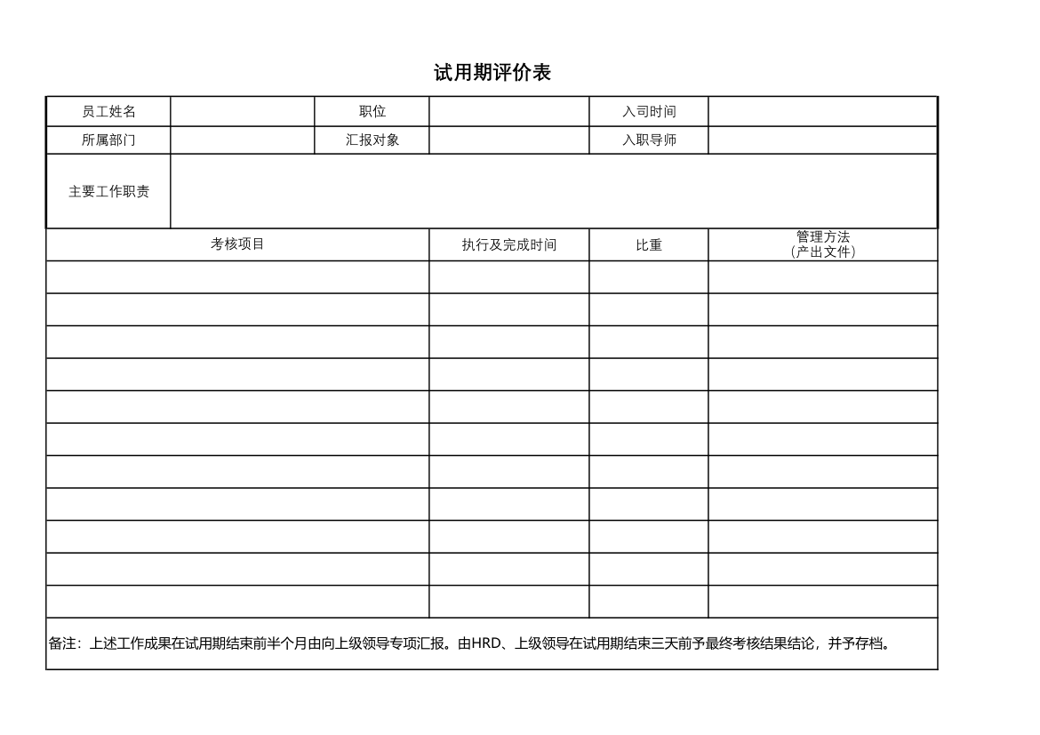 试用期评价表.xlsx第1页