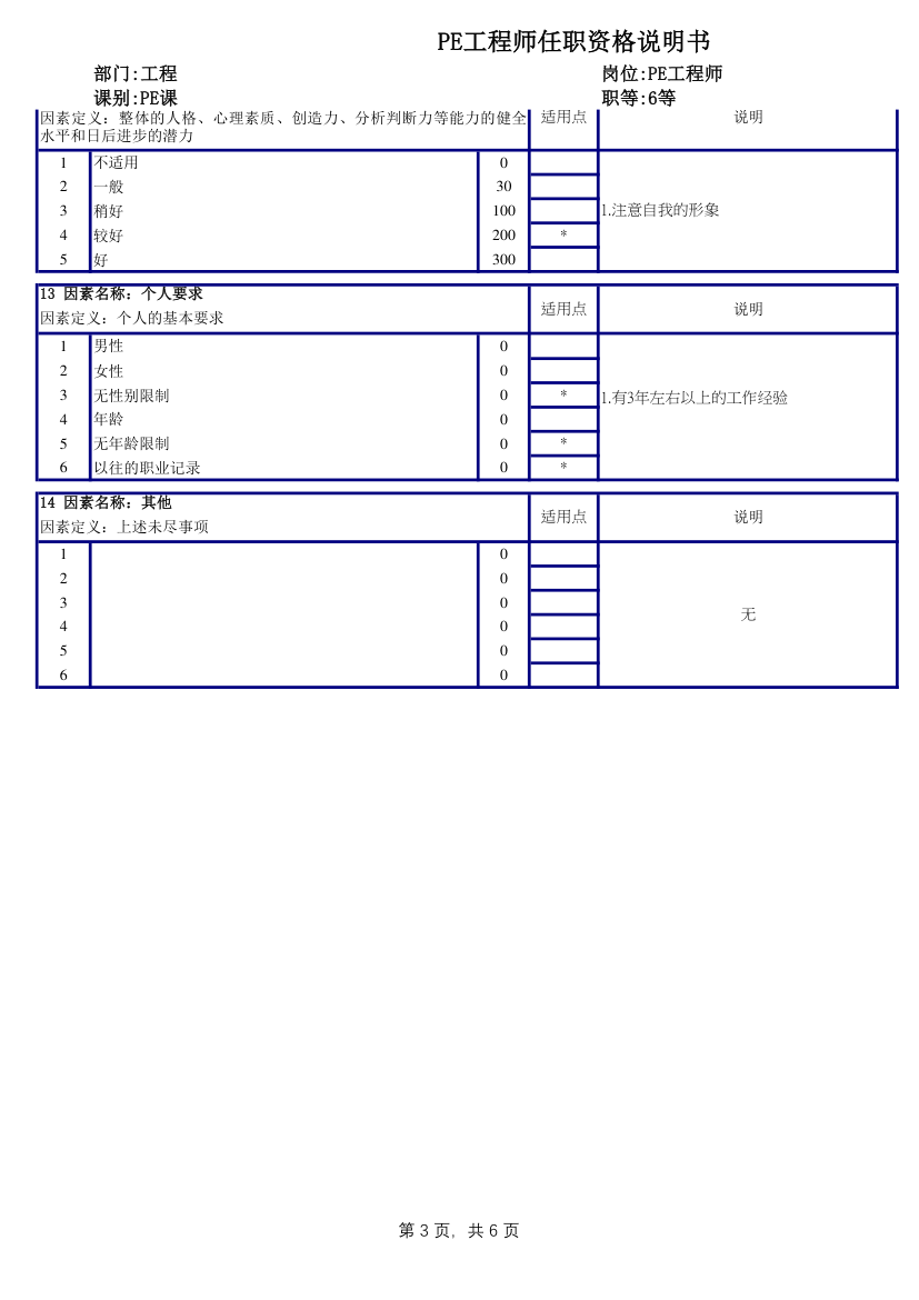 PE工程师任职资格说明书.xlsx第3页