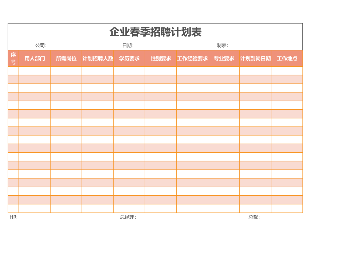 企业春季招聘计划表格.xlsx第2页