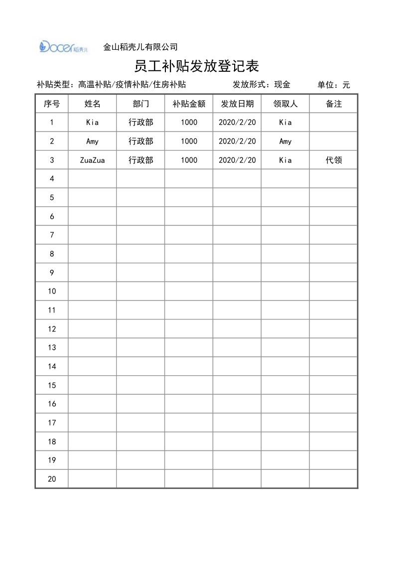 员工补贴发放登记表.xlsx