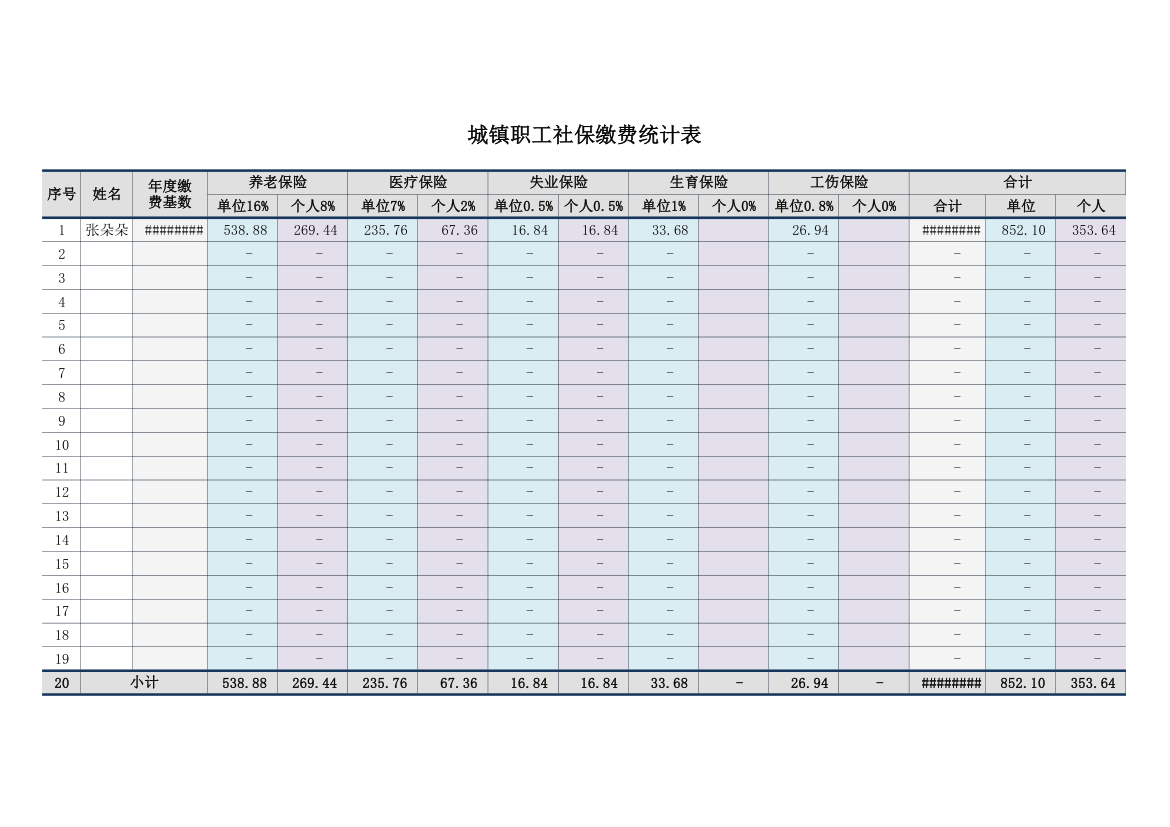 社保五险缴费统计表.xlsx