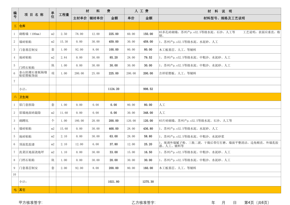 2019年新餐饮店装修预算表excel模板.xls第4页