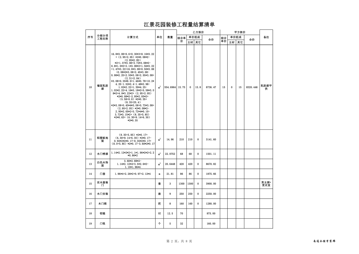 江景花园装修工程量结算清单.xls第2页