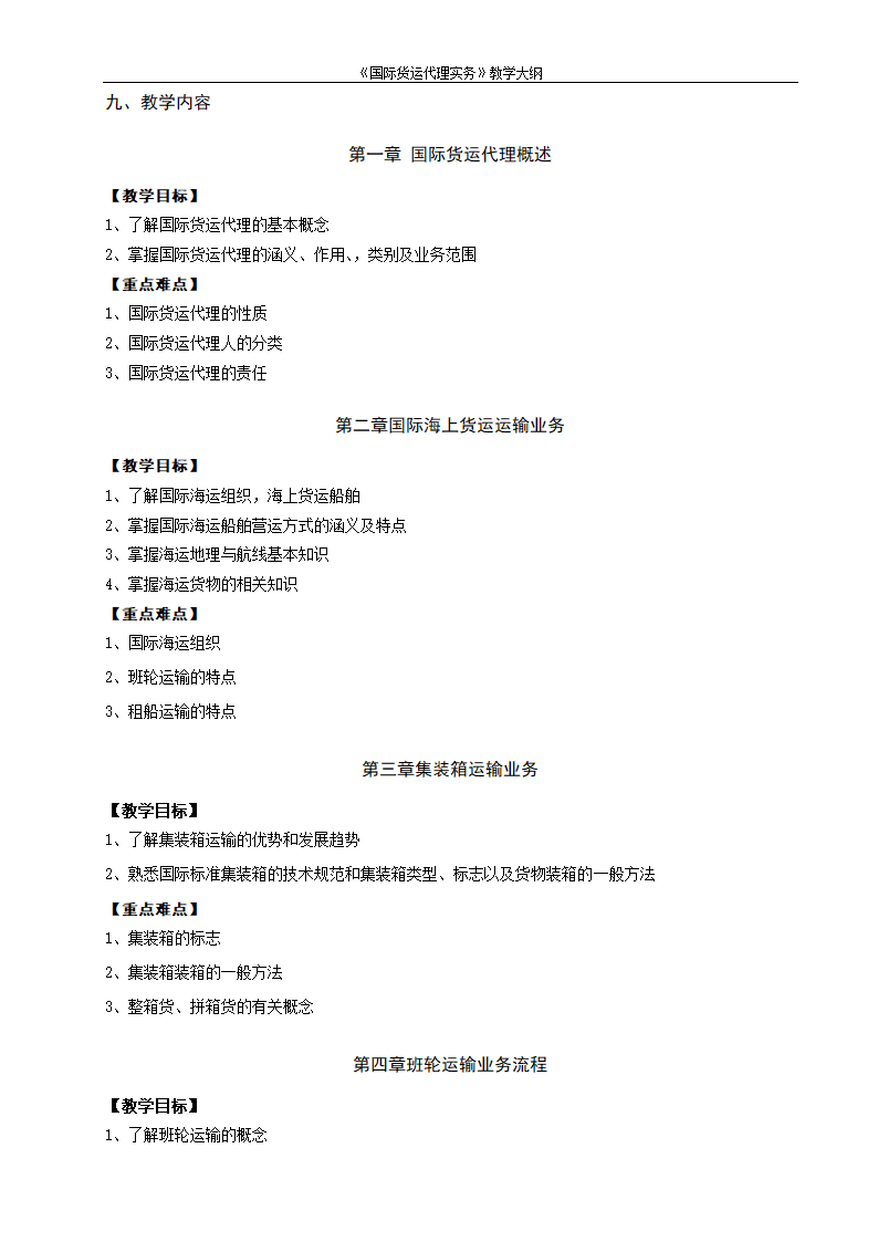 《国际货运代理》教学大纲第4页