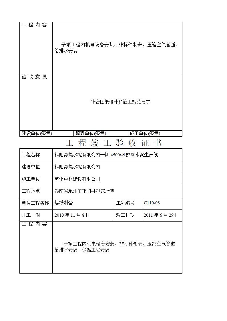 工程竣工验收证书第11页